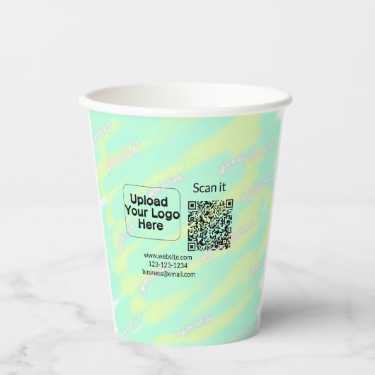 Gobelets En Papier Simple minimum q r code ajouter logo code d'analys (Recto)