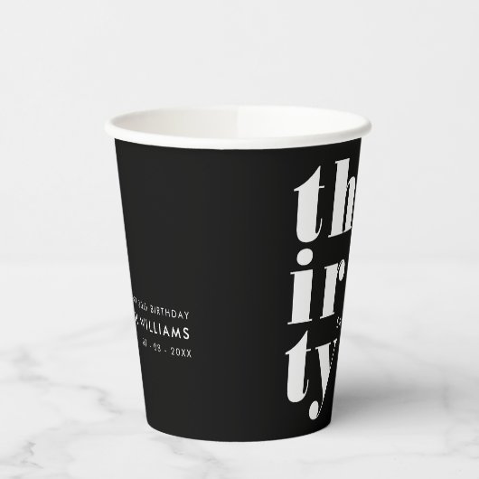 Gobelets En Papier Simple moderne 30e fête d'anniversaire (Gauche)