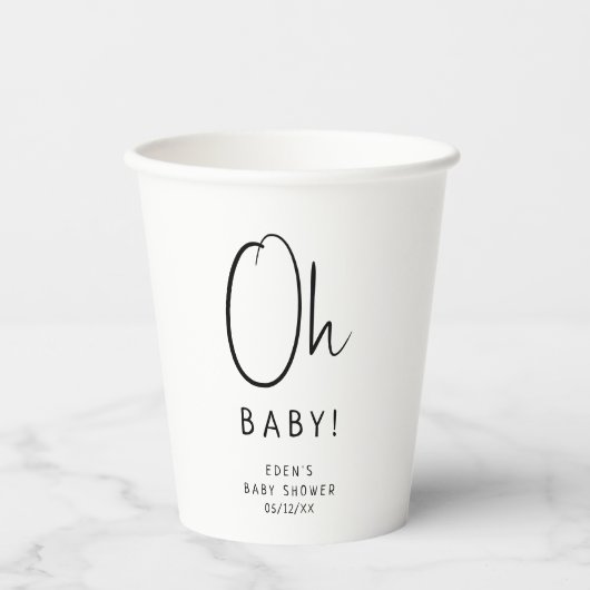 Gobelets En Papier Simple moderne Neutral Oh Baby ! Baby shower (Recto)