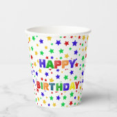 Gobelets En Papier Simple moderne rouge vert étoile fête d'anniversai (Recto)