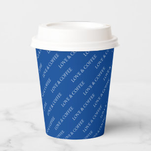 Gobelets En Papier Simple motif de texte personnalisé bleu cobalt min