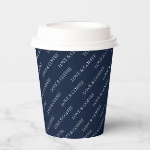 Gobelets En Papier Simple motif de texte personnalisé bleu marine