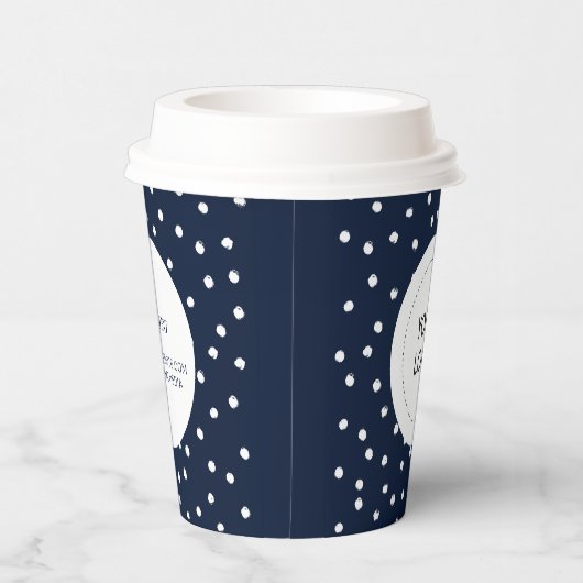Gobelets En Papier Simple Navy Blue Minimal Business Logo Personnalis (Droite)