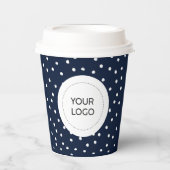 Gobelets En Papier Simple Navy Blue Minimal Business Logo Personnalis (Recto)