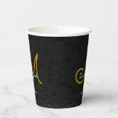 Gobelets En Papier Simple Noir Blanc Or Élégant Monogramme de mariage (Gauche)