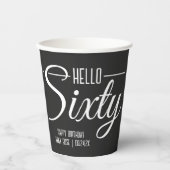 Gobelets En Papier Simple Noir et Blanc Bonjour Soixante 60e annivers (Recto)