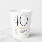 Gobelets En Papier Simple Or Noir et Blanc 40 Ans (Recto)