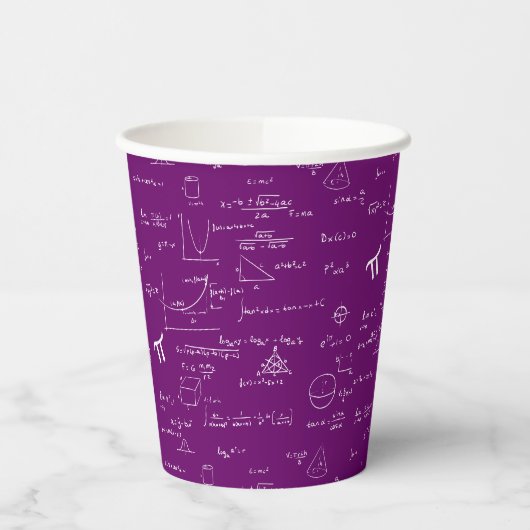 Gobelets En Papier Simple Purple White Math Pattern (Gauche)