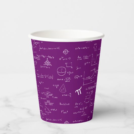 Gobelets En Papier Simple Purple White Math Pattern (Recto)