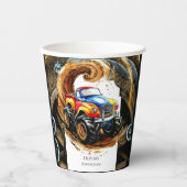 Gobelets En Papier Simple Road Monster Truck Anniversaire (Recto)