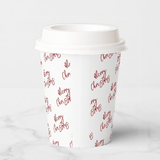 Gobelets En Papier Simple Rouge Noël Fête Motif texte personnalisé P (Droite)