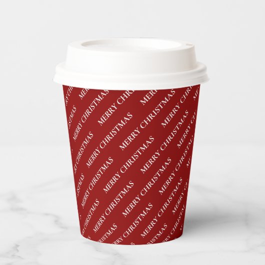 Gobelets En Papier Simple rouge Noël vacances Motif texte personnalis (Recto)