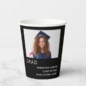 Gobelets En Papier Simple Texte Photo 2022 Graduation Noir (Recto)