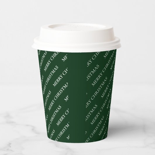 Gobelets En Papier Simple Vert Noël Fête Motif texte personnalisé (Gauche)
