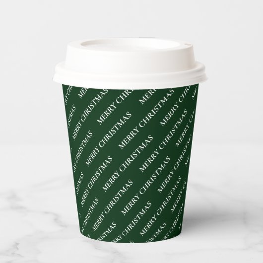 Gobelets En Papier Simple Vert Noël Fête Motif texte personnalisé (Recto)