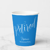 Gobelets En Papier Simply Modern Script Blue Retirement Party (Verso)