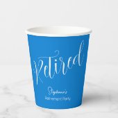 Gobelets En Papier Simply Modern Script Blue Retirement Party (Recto)