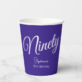 Gobelets En Papier Simply Modern Script Purple 90th Birthday Party (Verso)