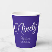 Gobelets En Papier Simply Modern Script Purple 90th Birthday Party (Recto)