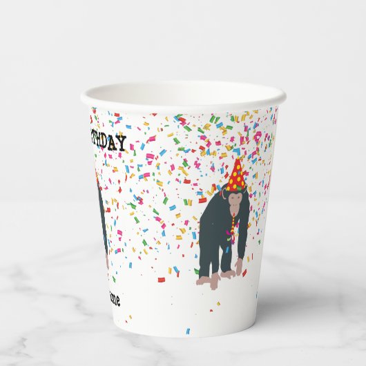 Gobelets En Papier Singe Chimpanzé Fête Animaux Fête Fête (Verso)