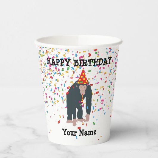 Gobelets En Papier Singe Chimpanzé Fête Animaux Fête Fête (Gauche)