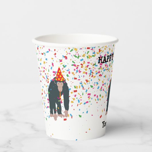 Gobelets En Papier Singe Chimpanzé Fête Animaux Fête Fête (Recto)