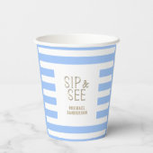 Gobelets En Papier Sip and See Blue Striped Baby Party (Verso)