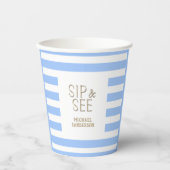 Gobelets En Papier Sip and See Blue Striped Baby Party (Recto)