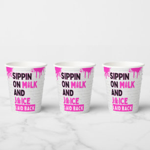 Gobelets En Papier Sippin’ sur le lait et le jus Hip hop rose