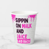 Gobelets En Papier Sippin’ sur le lait et le jus Hip hop rose (Recto)