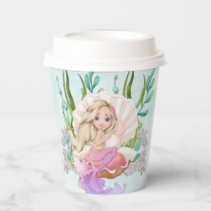 Gobelets En Papier Sirène (Blonde) en tasses de papier coquille d'huî