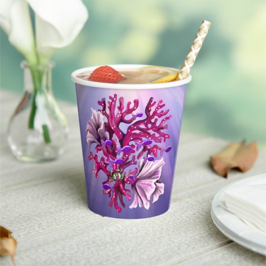 Gobelets En Papier Sirène d'océan violet (Insitu)