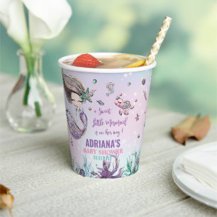 Gobelets En Papier Sirène Whimsical Sous Le Baby shower De La Piscin