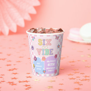 Gobelets En Papier Six Is A Vibe Preppy Patch 6e Anniversaire