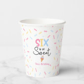 Gobelets En Papier Six Is So Sweet Ice Cream 6e fête d'anniversaire (Verso)