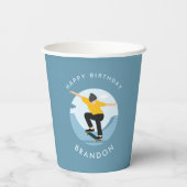 Gobelets En Papier Skater Skateboard Silhouette Nom Anniversaire de e (Verso)