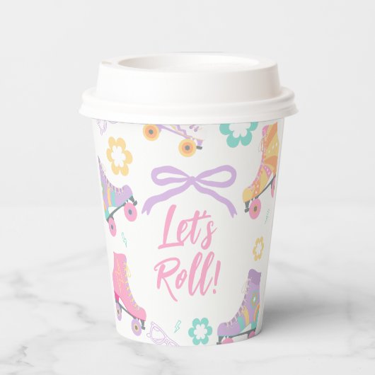 Gobelets En Papier Skating Lets Roll Roller Skate Girl Birthday (Verso)