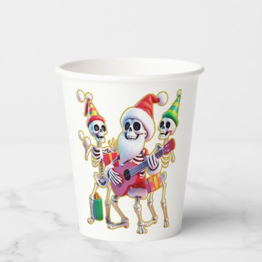 Gobelets En Papier **Skeleton 3D Christm Santa Party – Funnyas Skelet (Recto)