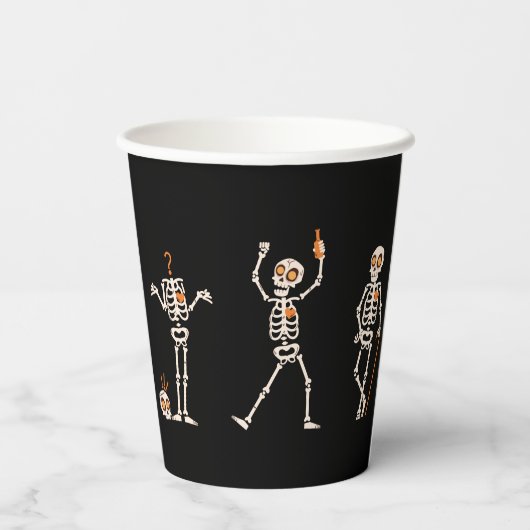 Gobelets En Papier Skeleton ivre à la fête d'Halloween (Verso)