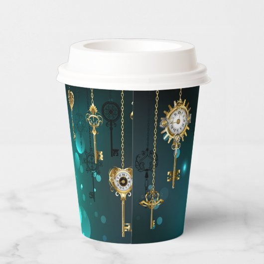 Gobelets En Papier Skeleton Keys on Green Background (Droite)