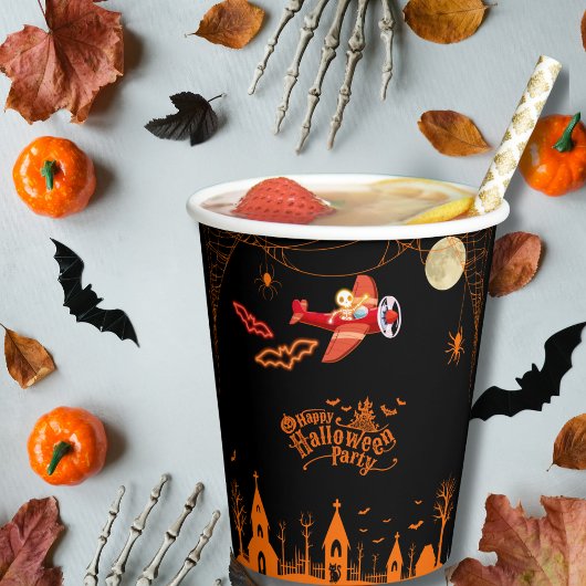 Gobelets En Papier Skeleton Whimsical Vol Avion Halloween Party