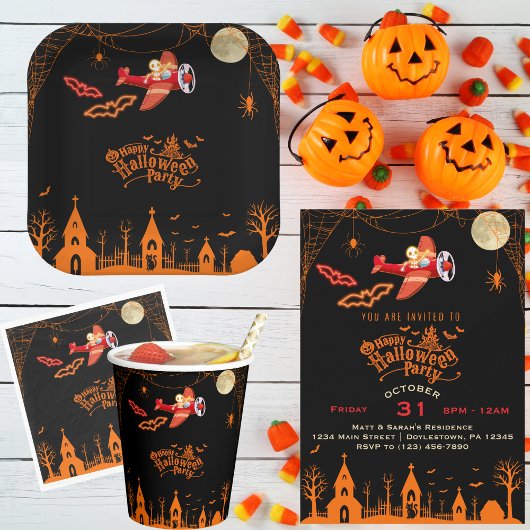 Gobelets En Papier Skeleton Whimsical Vol Avion Halloween Party