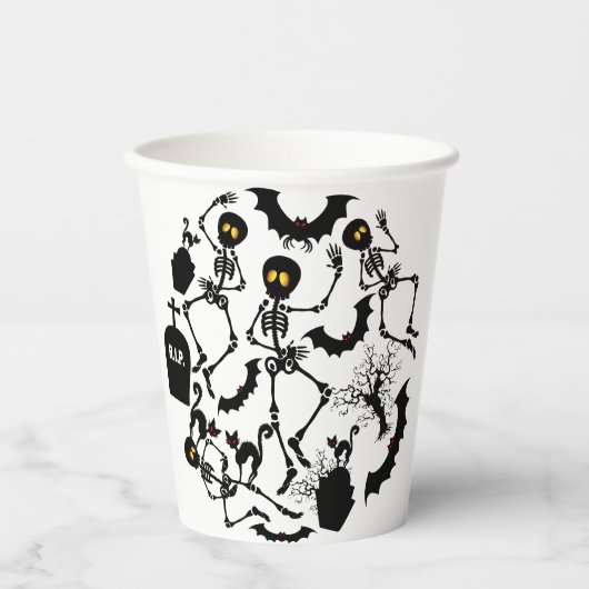 Gobelets En Papier Skeletons d'Halloween Macabre Dance (Recto)