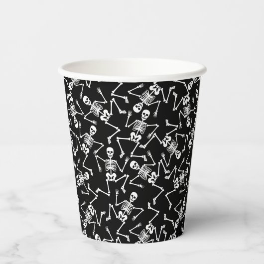 Gobelets En Papier Skeletons Halloween heureux (Verso)