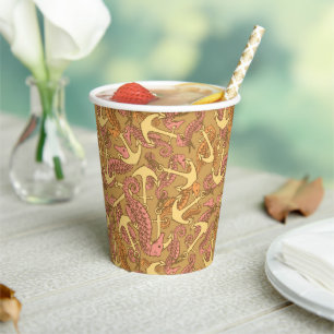 Gobelets En Papier Sketchy Seahorse And Anchor Pattern