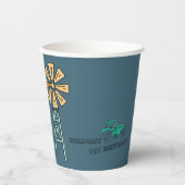 Gobelets En Papier Sketchy Tractor Farm Windmill Fête d'anniversaire (Recto)