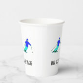 Gobelets En Papier Ski de neige - Texte personnalisé (Droite)