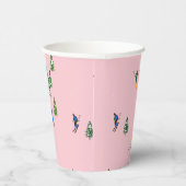 Gobelets En Papier Skieurs roses Ski d'ouverture Noël Ski de vacances (Droite)