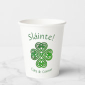 Gobelets En Papier Sláinte Green Celtic Shamrock irlandais Nom (Recto)