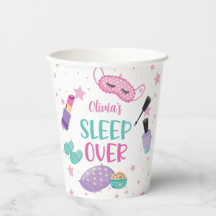 Gobelets En Papier Sleepover fête noire rose violet d'interpolation p
